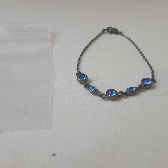 NEW Ann Taylor Loft Blue Bracelet Earring Set women jewelry hand rhinestone - Picture 4 of 4